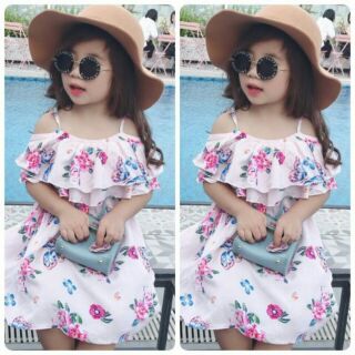 Váy maxi lanh lụa bé gái