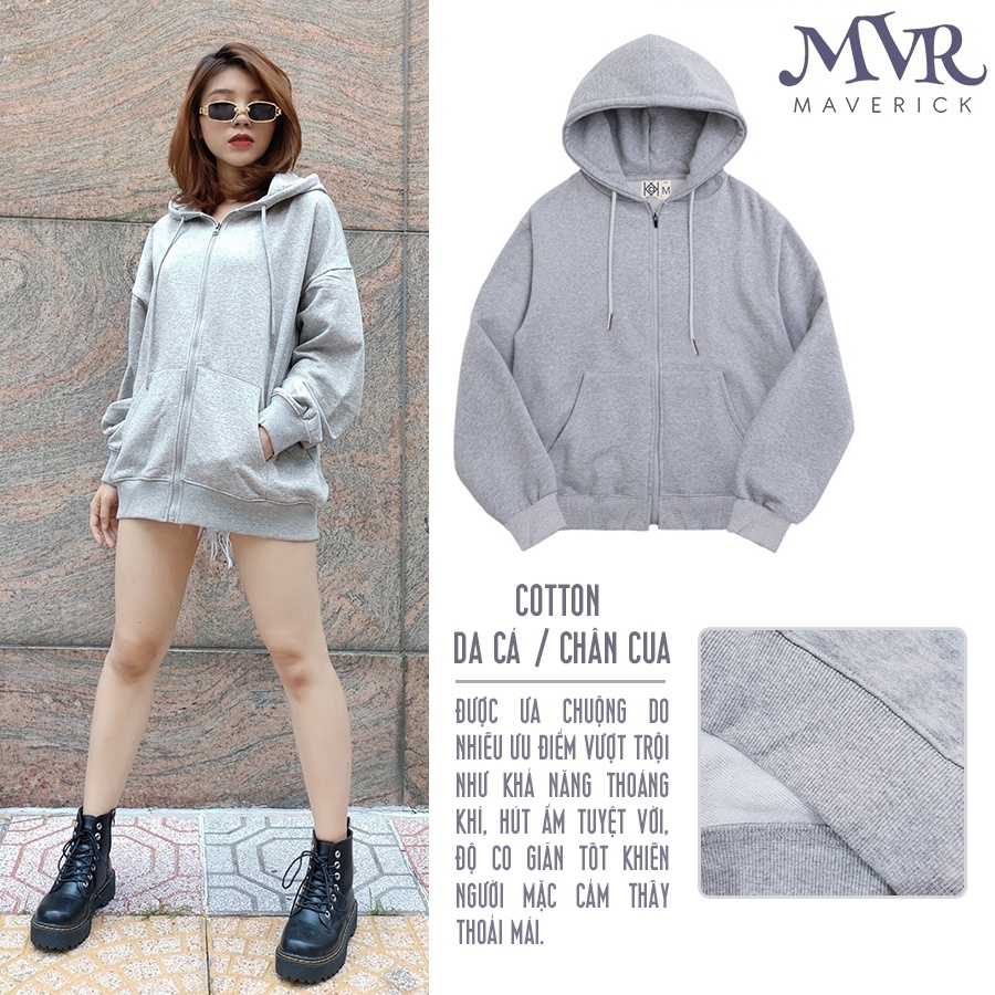 ÁO KHOÁC TRƠN HOODIE DÂY KÉO ZIP CHỐNG NẮNG Nhiều Màu Form Unisex Hồng Trắng Kem Đen Nam Nữ Vải Da Cá Cao Cấp MVR