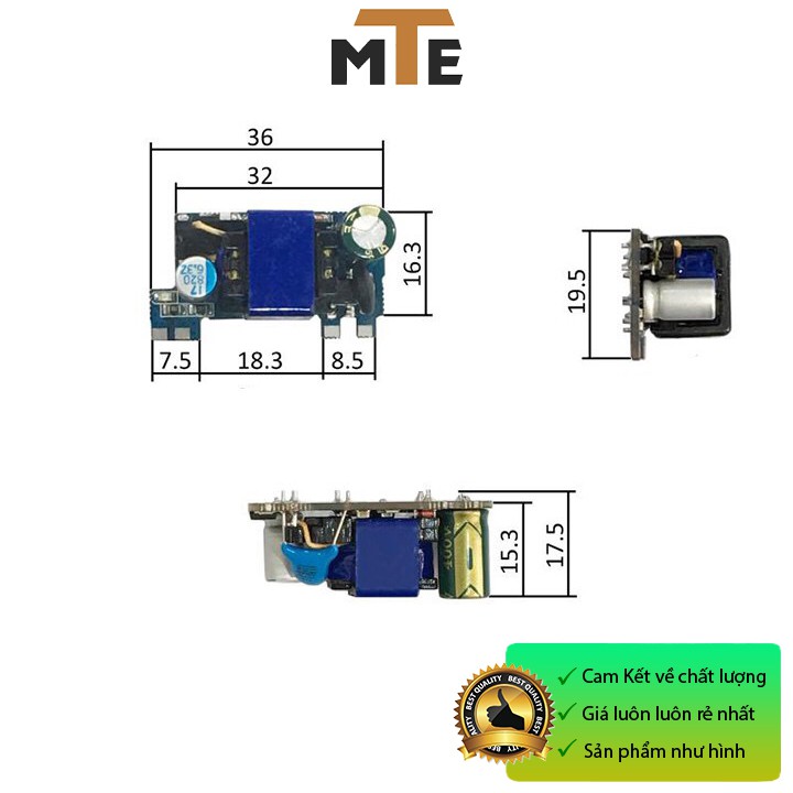 Mạch nguồn siêu mini 220V - 5V 2A 1 hàng chân - Module nguồn hạ áp cực nhỏ gọn thích hợp cho các dự án IOT