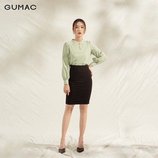 Áo sơ mi nữ cổ trụ xếp tay AA1167 GUMAC