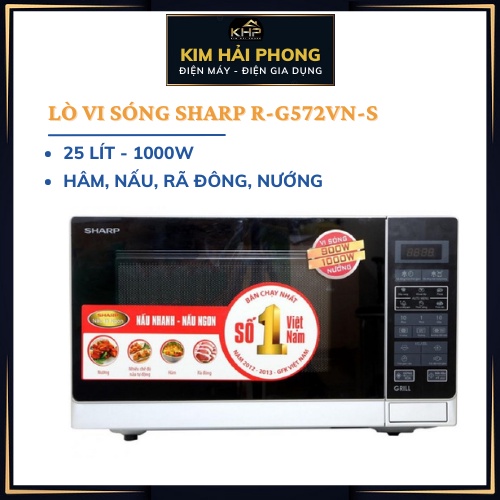 Lò vi sóng cao cấp SHARP R-G572VN-S  25 lít, có nướng 4 chức năng tiện dụng gia dụng chính hãng - kimhaiphong_store ]