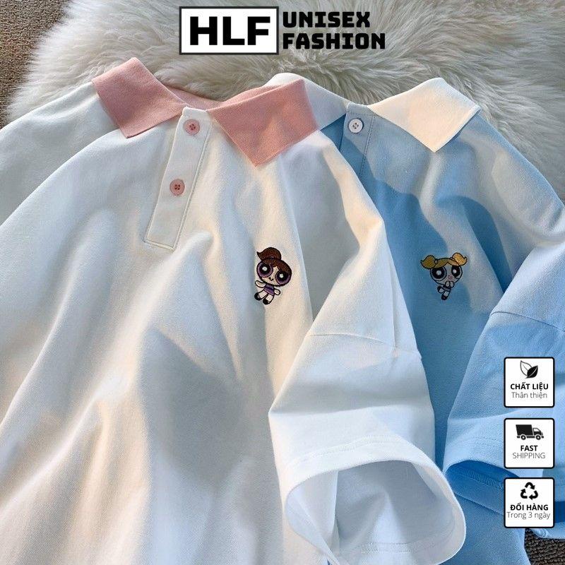 Áo thun polo cổ trụ thêu cô bé siêu nhân, áo thun có cổ HLFashion | BigBuy360 - bigbuy360.vn