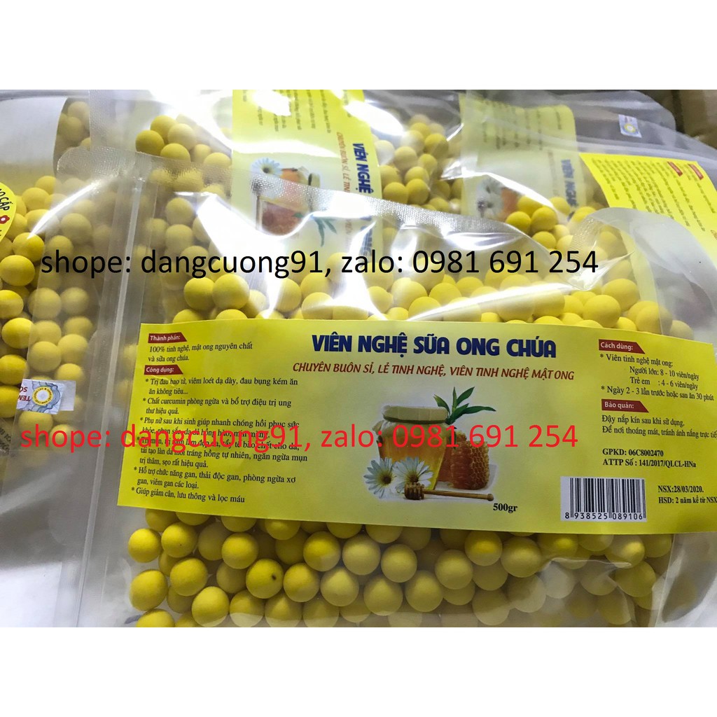 viên nghệ sữa ong chúa phấn hoa ( hũ 500g có mã vạch check nguồn gốc ) FREE SHIP