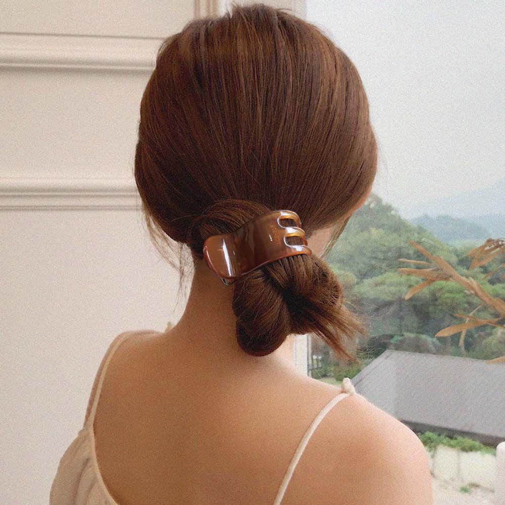 QQMALL Kẹp Tóc Càng Cua Cố Định Tóc Đuôi Ngựa Màu Trơn Trong Suốt Kiểu Vintage