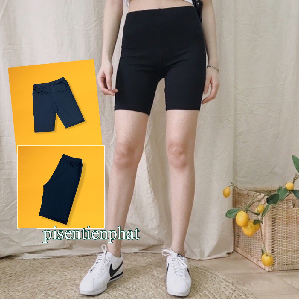 Quần Biker Nữ Đen - Quần legging đùi freesize 40kg đến 65kg