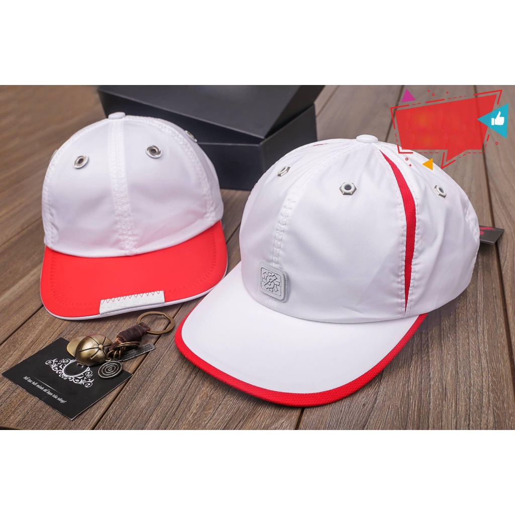1 Cặp 2 Mũ Lưỡi Trai Nón Sơn Trắng Đỏ Sò Xoáy Và Trắng Viền Đỏ Logo Vuông Vải Dù Chính Hãng Tem 7 Màu Mới 2022 / Nón