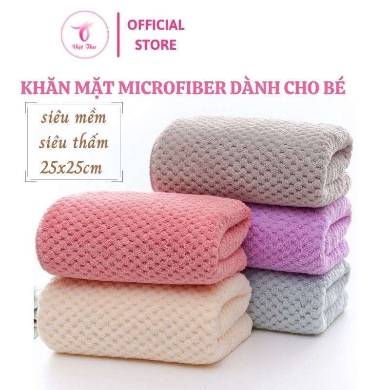 Khăn mặt sợi microfiber, khăn mặt lông mềm mịn thấm hút tốt 30x50cm - Việt thư