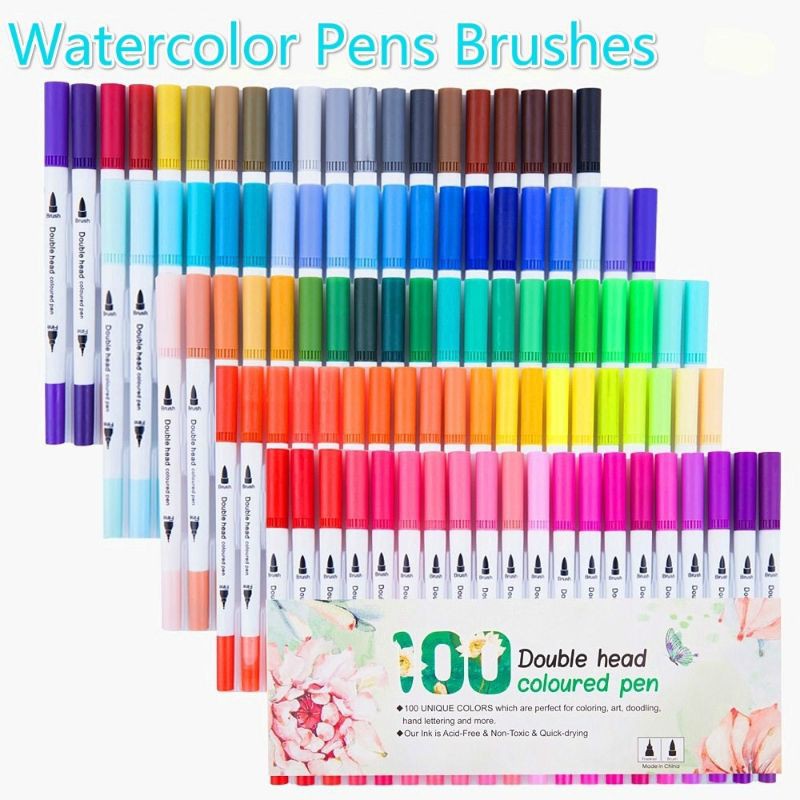 bút lông kim 2 đầu set 100 màu