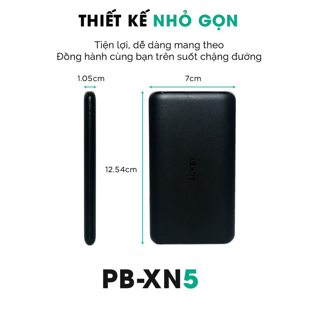 Pin Sạc Dự Phòng Aukey PB-XN5 5000mAh Công Nghệ AiPower Thông minh - Hàng Chính Hãng