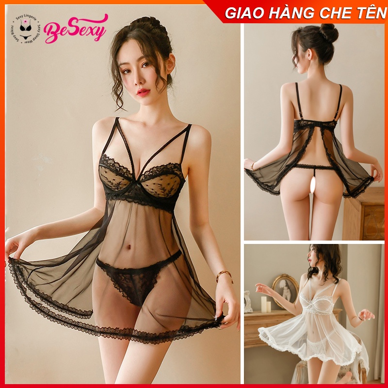 Váy ngủ voan ren gọng cài trước tặng kèm quần chip voan cực xinh | BigBuy360 - bigbuy360.vn