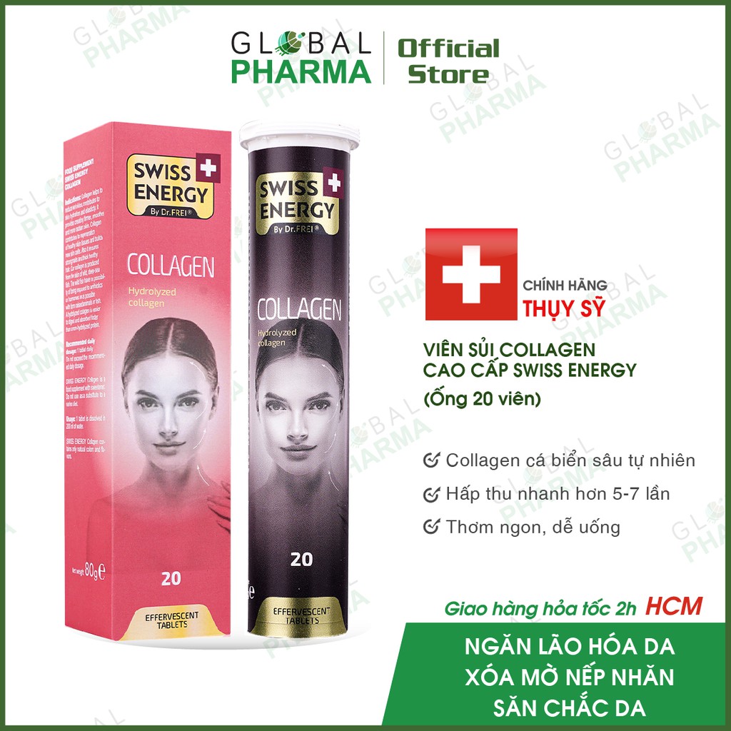 [CHÍNH HÃNG THỤY SỸ] Viên sủi Collagen Đẹp da, Chống lão hóa SWISS ENERGY (20 viên/tuýp)