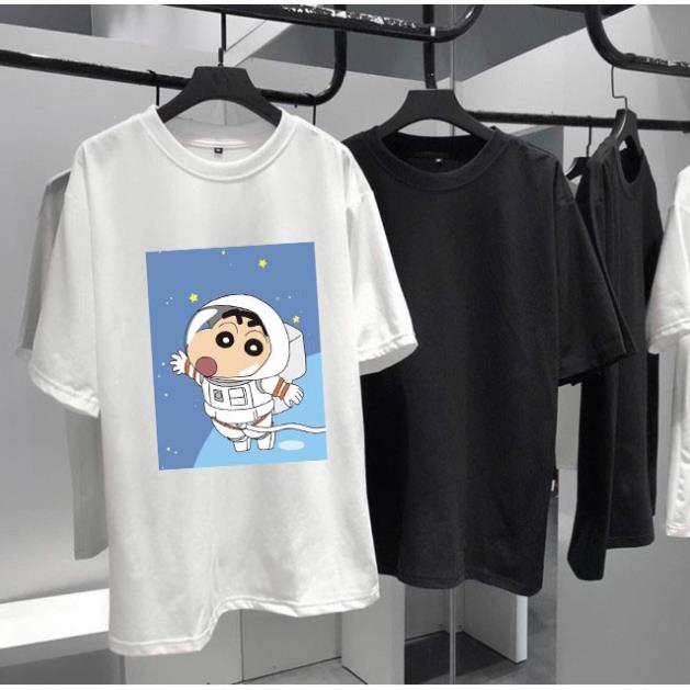 Áo thun unisex Hàn Quốc in hình chibi hoạt hình Cậu Bé Shin dễ thương vải dày mịn 2019T1078