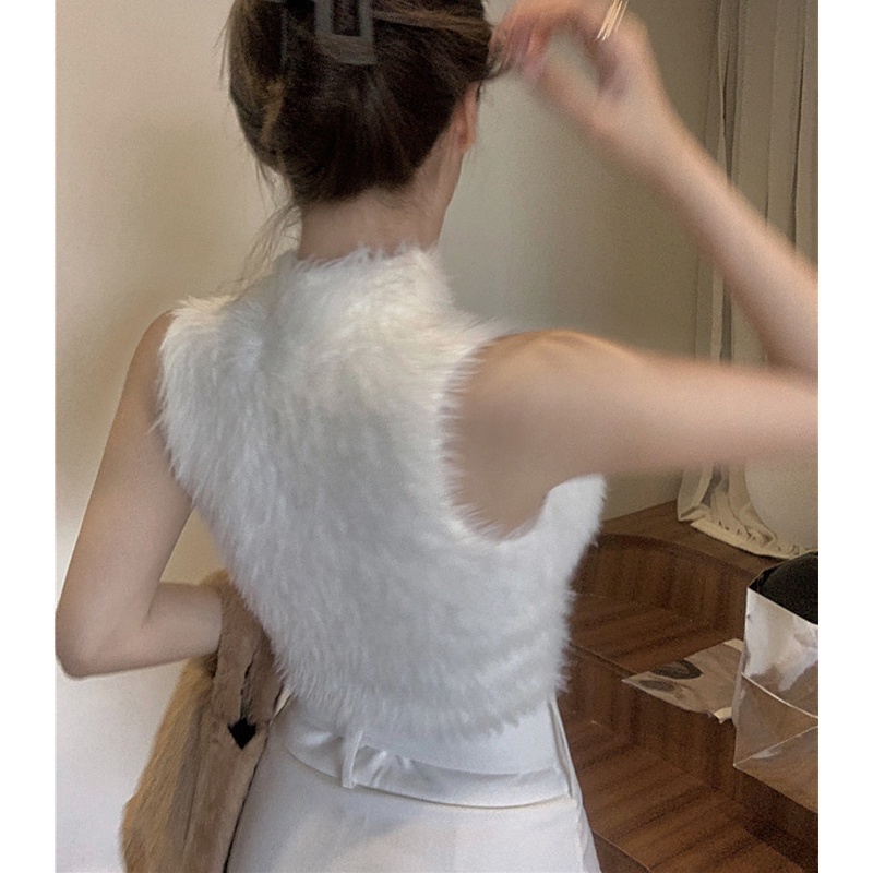 Bộ Áo Sát Nách Cổ Cao + Chân Váy Chữ a Lưng Cao Cá Tính Thời Trang