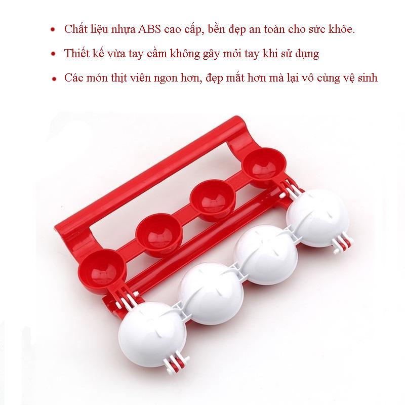 Bộ 4 Dụng Cụ Làm Thịt Viên Stuffed Ball Maker - Làm Bằng Nhựa Abs An Toàn, Dễ Sử Dụng, Làm Mọc, Chả, Thịt Viên