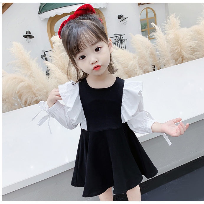 Đầm Công Chúa Tay Dài Thời Trang Xuân Hè Hàn Quốc Dễ Thương Cho Bé Gái