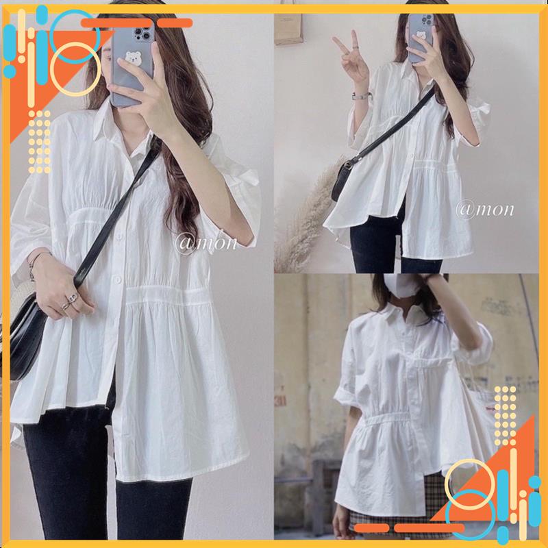 Áo sơ mi lệch tà sơ mi cộc tay tiểu thư sơ mi tay ngắn MSP34695 | BigBuy360 - bigbuy360.vn