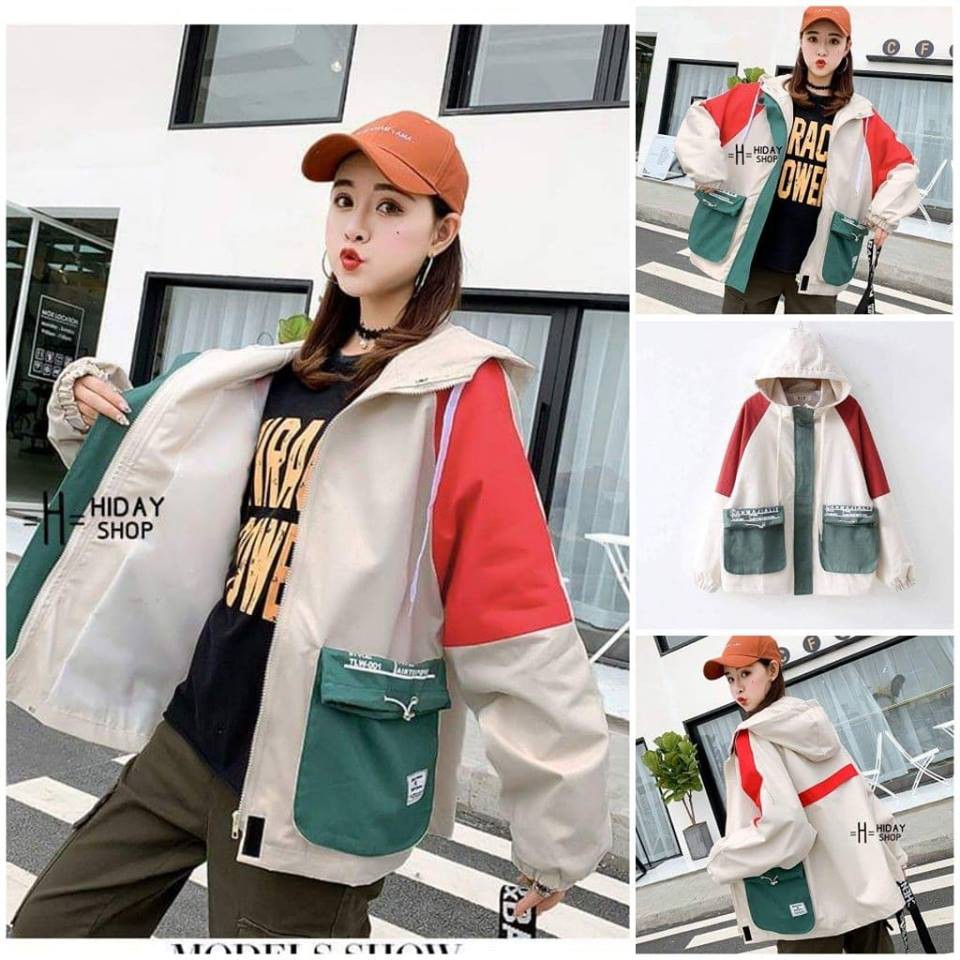 Áo khoác KAKI PHỐI nam nữ có nón form rộng chống nắng  ❤️ ULZZANG đi học VIVU123STORE KAK011