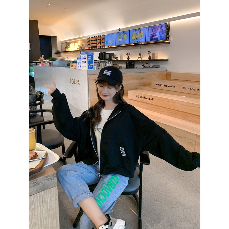 SUXI Áo Khoác Hoodie Phối Khóa Kéo Kiểu Hàn Quốc Thời Trang Thu Đông Cho Học Sinh