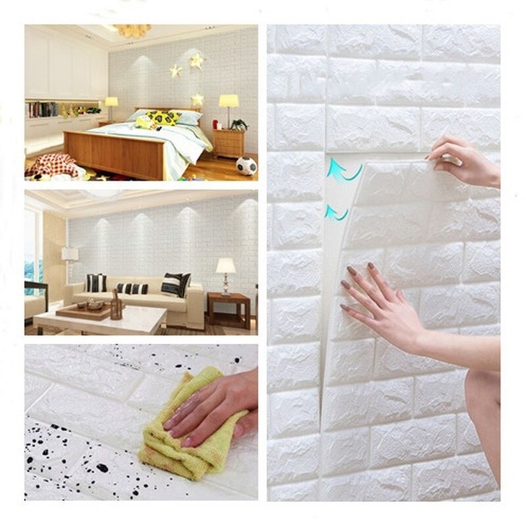 Hàng mới về Giấy dán tường họa tiết gạch 3D độc đáo trang trí nhà cửa