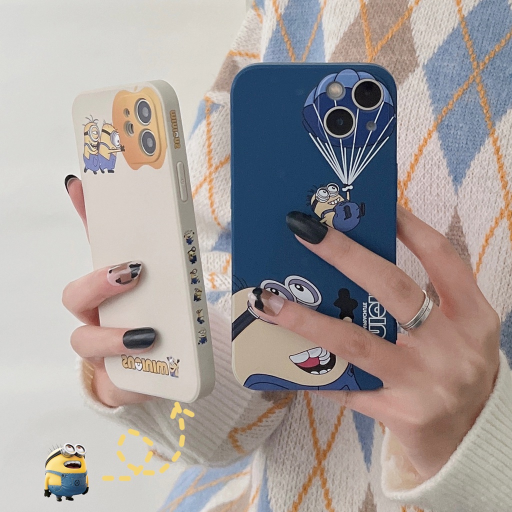 Pola samping pria kuning kecil case iphone 13 12 11 pro max X Xs max XR 7 8 plus se2020 square all-inclusive soft casing iphone