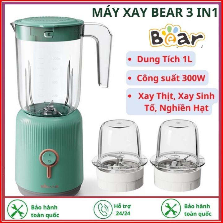 Máy xay thịt,xay thực phẩm,xay rau củ quả Bear LLJ-C10P1 (BL-B10V2)-Có kèm 3 cối Tritan công suất lớn 300W