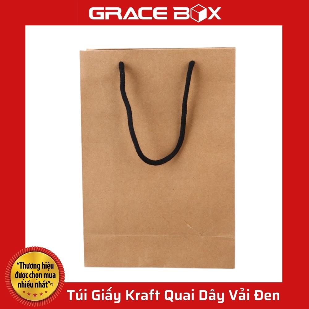 {Giá Sỉ} Túi Giấy Kraft - Quai Dây Vải Đen Thời Trang - Nhiều Size - Siêu Thị Bao Bì Grace Box