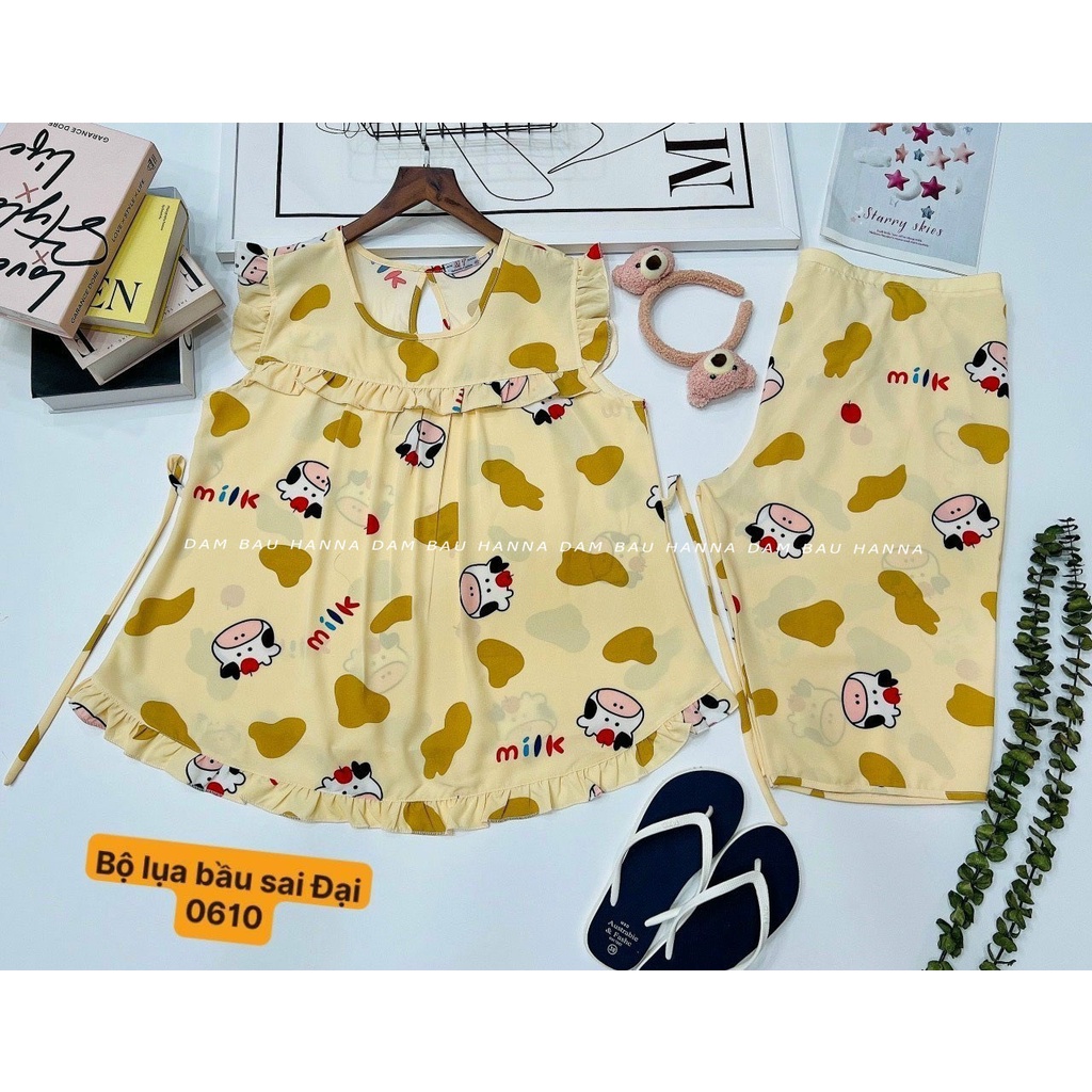 [SIZE 65-95kg] Đồ bầu mặc ở nhà BIG SIZE sát nách có lưng thun điều chỉnh, vải lụa cao cấp thoáng mát không nhăn