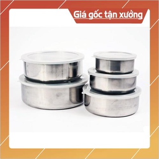 [HOT+FREE SHIP] Bộ 5 thố Inox có nắp đậy tiện lợi chắc chắn