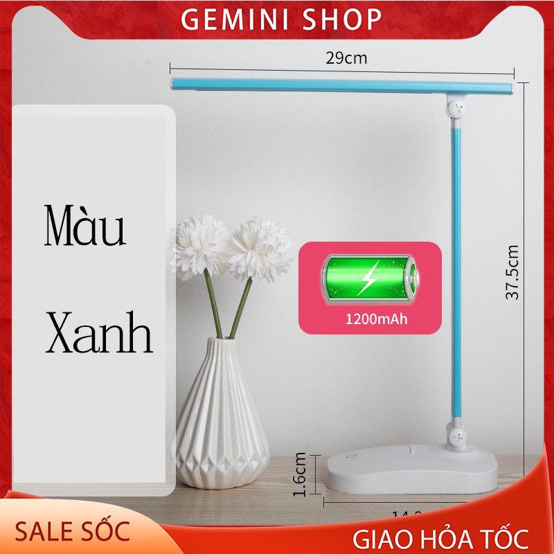 Đèn học để bàn sạc tính điện WS-2020 1200 Mah đèn bạn Đọc Sách, Làm Việc 3 chế độ sáng gập lại GEMINI SHOP