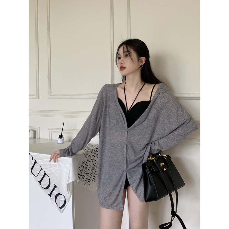 Cocory vn Cocory vn Set Áo Cardigan Dài Tay + Áo Hai Dây Thời Trang Dành Cho Nữ
