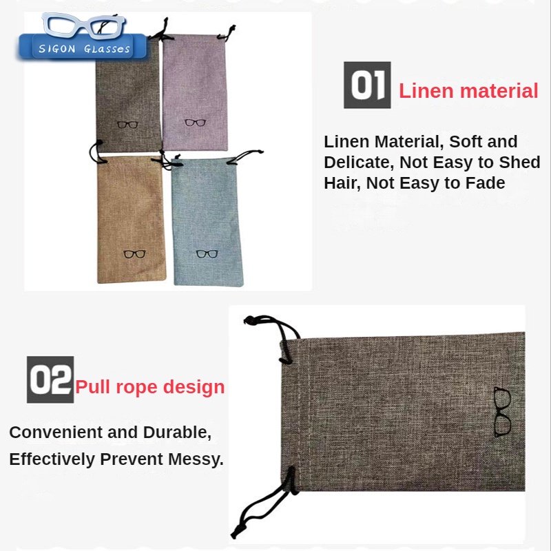 Túi Dây Rút Vải Lanh Đựng Mắt Kính Màu Sắc Đa Dạng