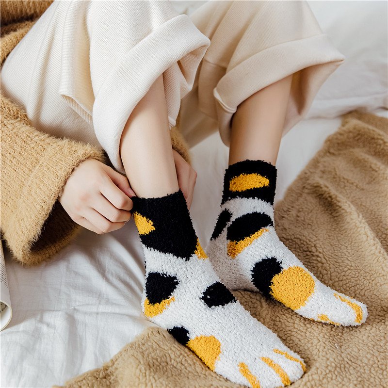 Tất cổ cao,vớ cổ cao nữ họa tiết chân mèo dễ thương đáng yêu phong cách Hàn Quốc