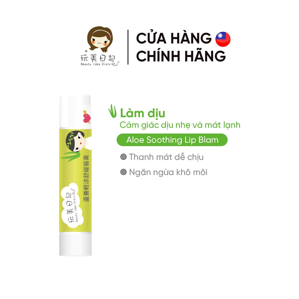 Son dưỡng môi tinh chất nha đam dịu nhẹ Beauty idea Diary Aloe Soothing Lip Balm – Đài Loan 5g/cây