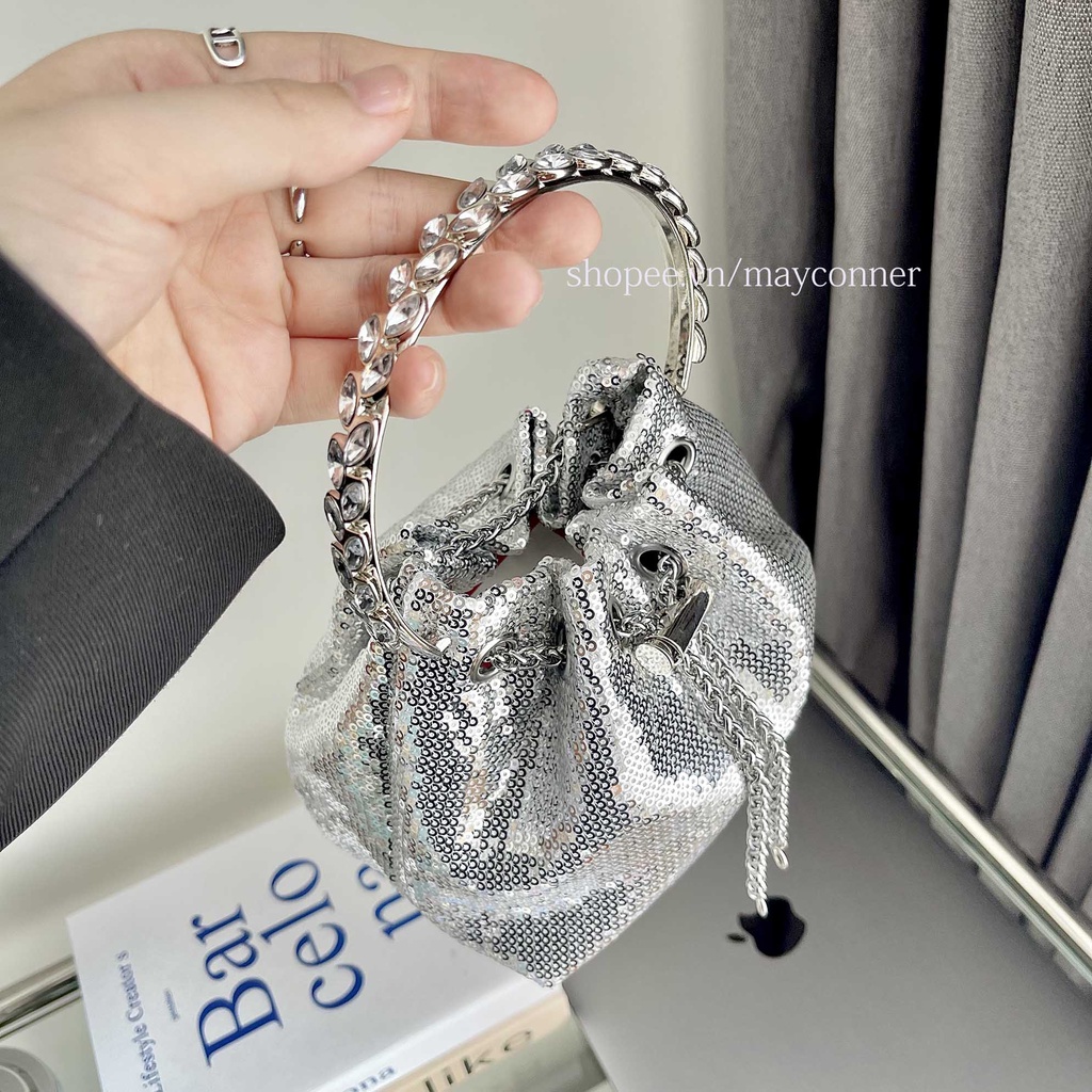 Túi xách tay/túi đeo chéo đính hạt kim sa lấp lánh bling bling TA03