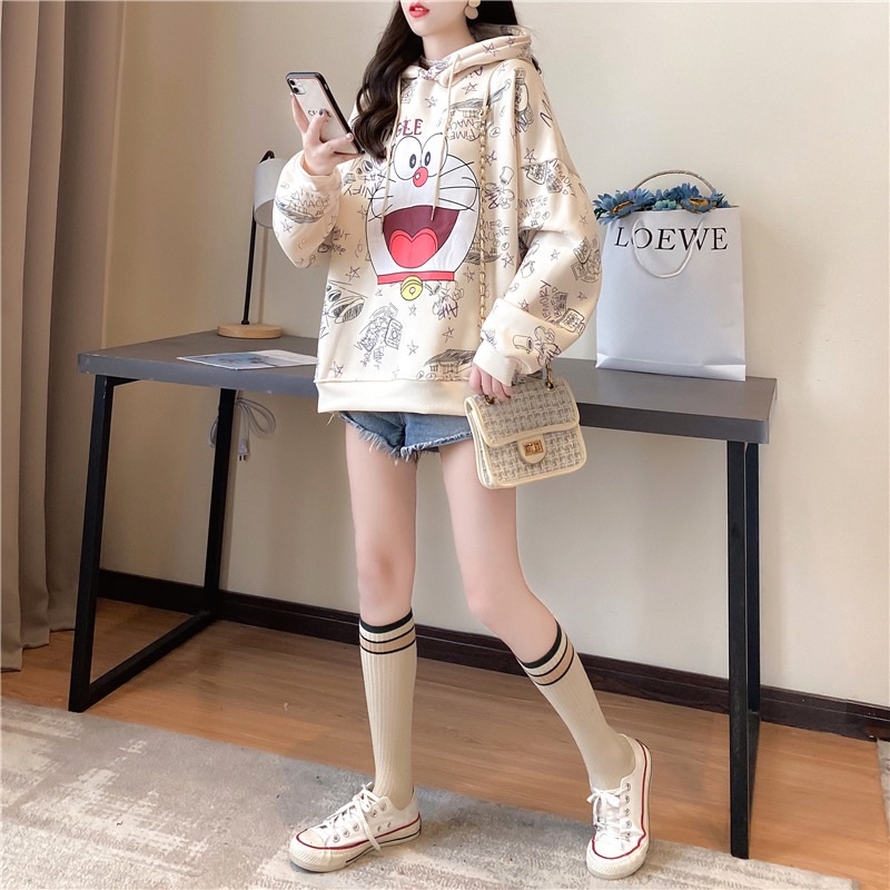 [Jamela] Áo hoodie nữ Doreamon thời trang Hàn Quốc