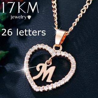 24 letter A-Z pendant necklace crystal rhinestone gold silver jewelry gift