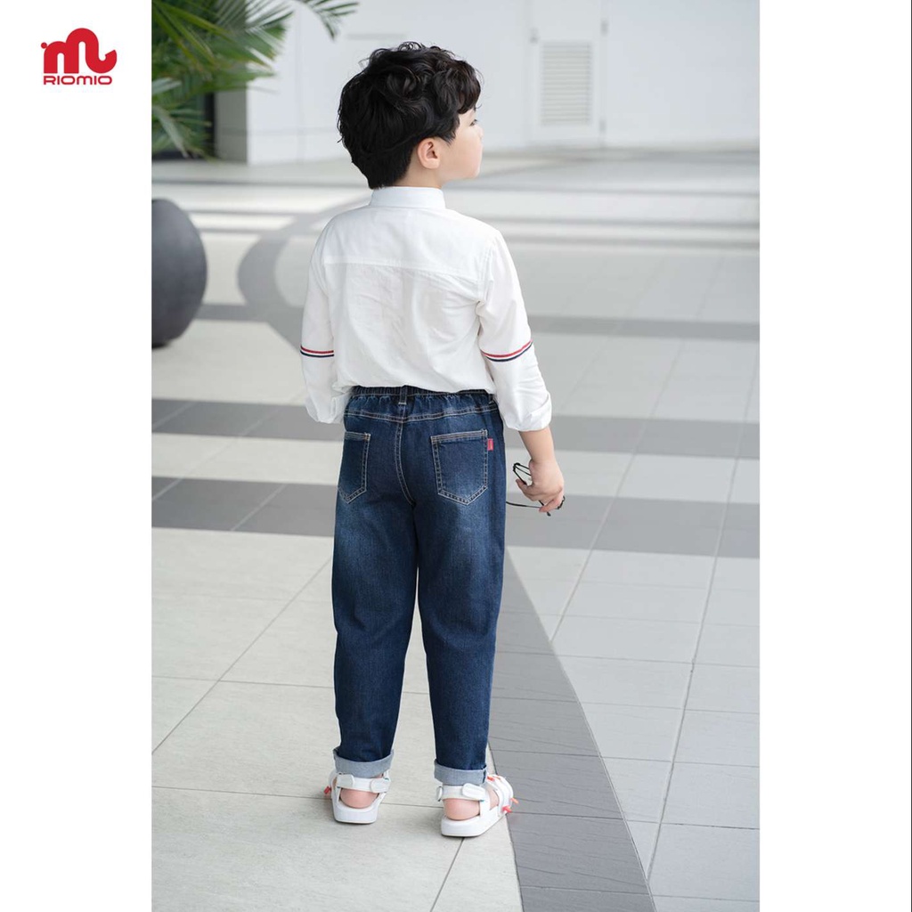 Quần jean cho bé trai 5-12 tuổi size 15-50kg RIOMIO ống bo gấu chất liệu cotton USA mềm mịn kèm quà tặng - RM260