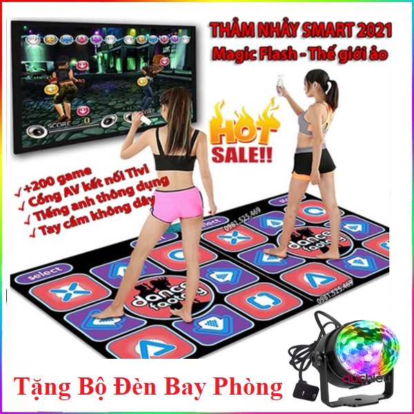 Tặng Bộ Đèn Quẩy Khi Nhảy AU Thảm nhảy Smart Tại Nhà, thảm chơi game sẵn 200 trò trí tuệ, cổng AV, kết nối không dây