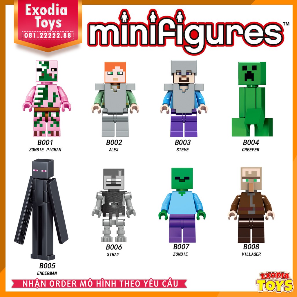 Xếp hình Minifigure nhân vật trò chơi Minecraft - Đồ Chơi Lắp Ghép Sáng Tạo - LELE B001 008