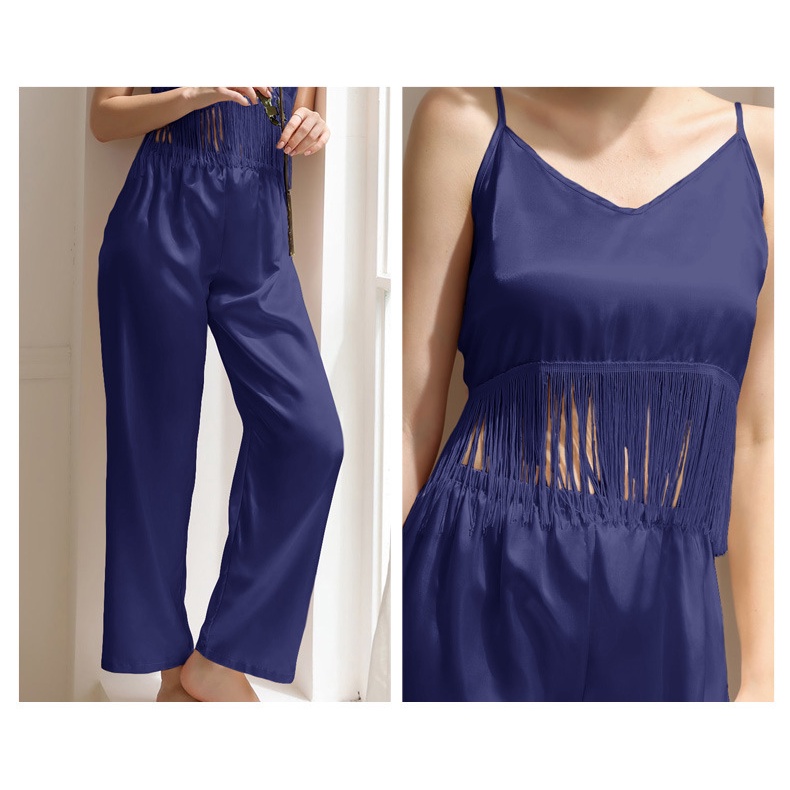 Bộ Đồ Ngủ Giả Lụa Hai Mảnh Thời Trang Dành Cho Nữ