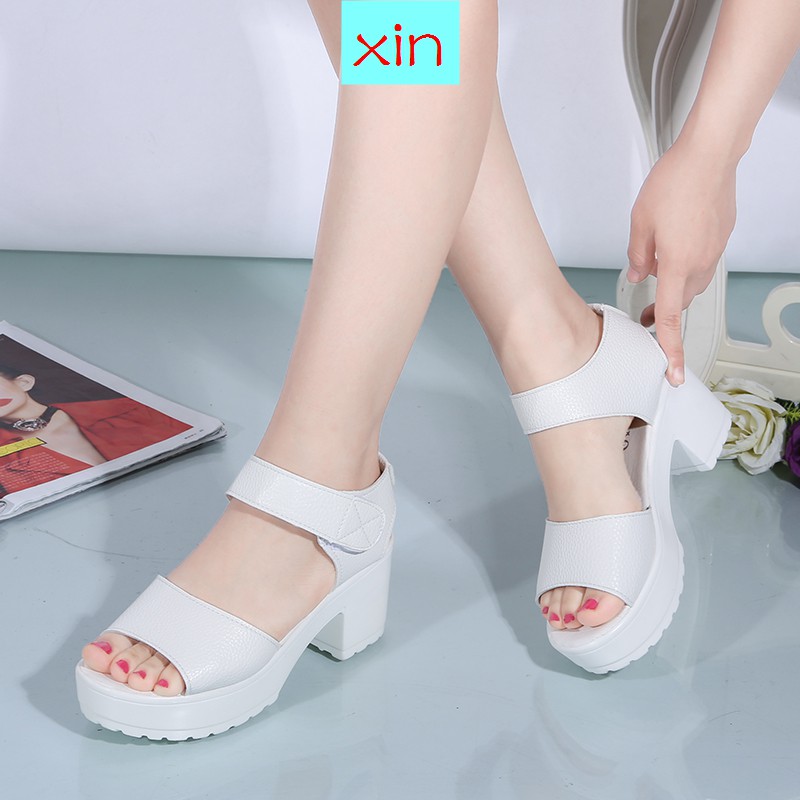 Giày sandal cao gót dày dặn chống nước thời trang hè mới năm 2021 cho nữ