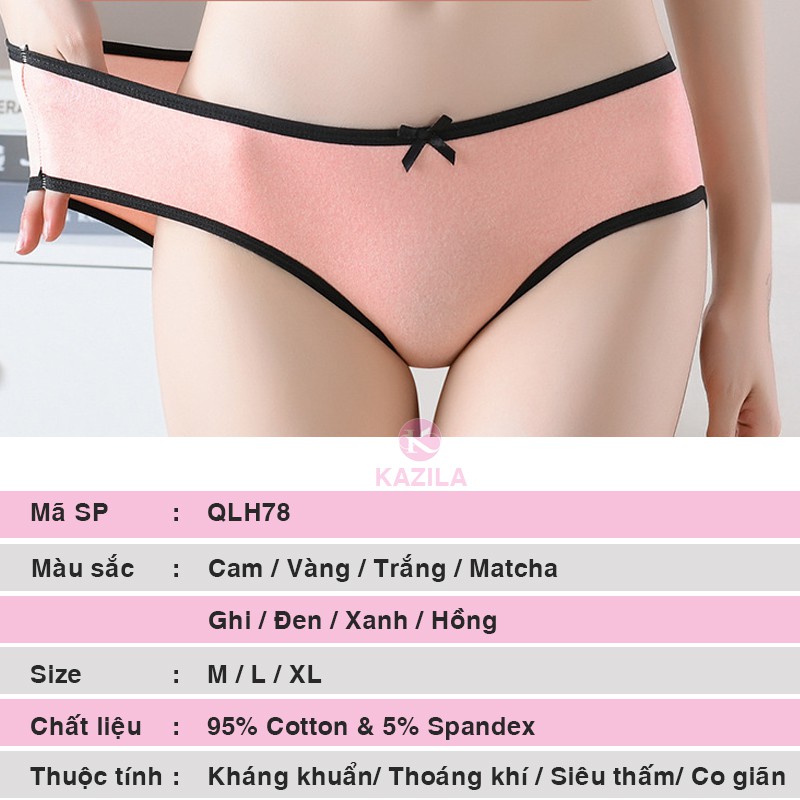 Quần lót nữ cotton cao cấp trơn viền đen, quần lót cotton kháng khuẩn co giãn 4 chiều thoáng khí Kazila QLH78 | BigBuy360 - bigbuy360.vn