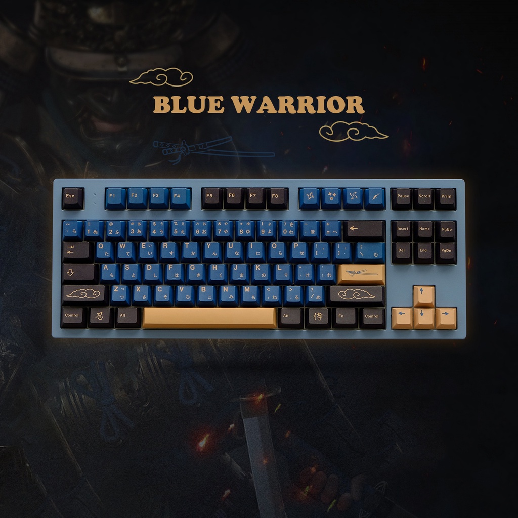 GMK Red / Blue Samurai keycaps, 129 phím keycaps Cherry Profile DYE-SUB Cá nhân hóa GMK Keycaps cho Bàn phím cơ / Bàn phím cơ chơi game