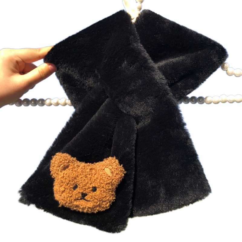 Khăn Choàng Cổ Bằng Lông Giả Hình Gấu Giữ Ấm Cho Bé