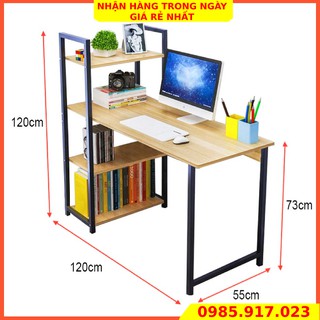 Bàn làm việc liền giá sách đa năng khung sắt sơn tĩnh điện cao cấp chống chịu lực
