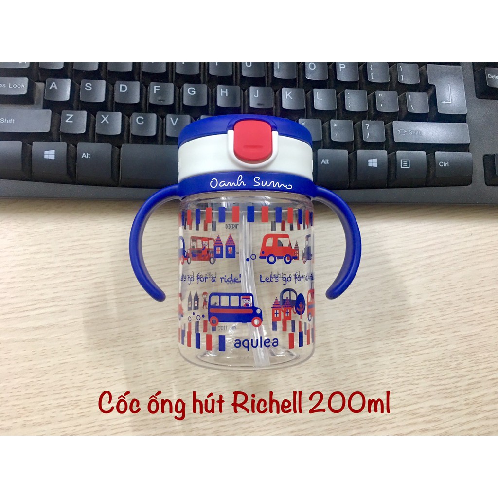 Cốc ống hút Richell 200ml và 320ml Nhật