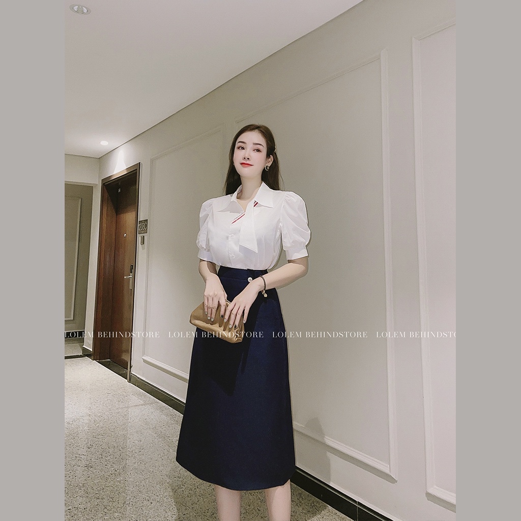Chân váy bút chì LL Behind Store, chân váy công sở nữ dáng dài nút đính pha lê đẹp - Cvx319