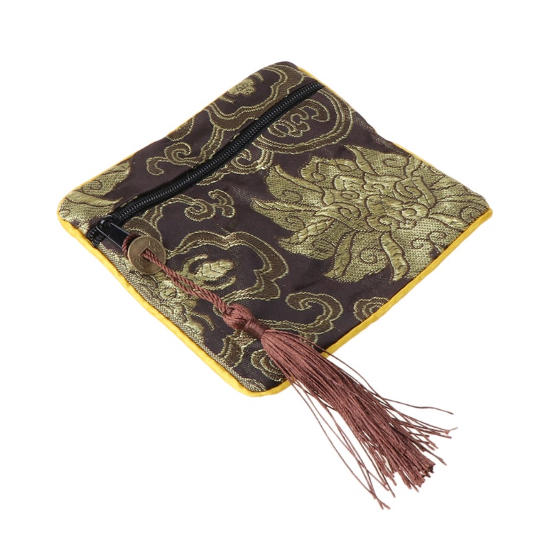 Túi Đựng Trang Sức Bằng Lụa Thổ Cẩm Thêu Họa Tiết Thổ Cẩm Có Khóa Kéo Nhiều Màu