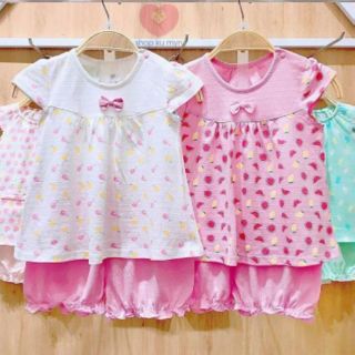 Bộ cộc tay bé gái chữ A Lullaby, bộ cotton tay hến cao cấp NH01B