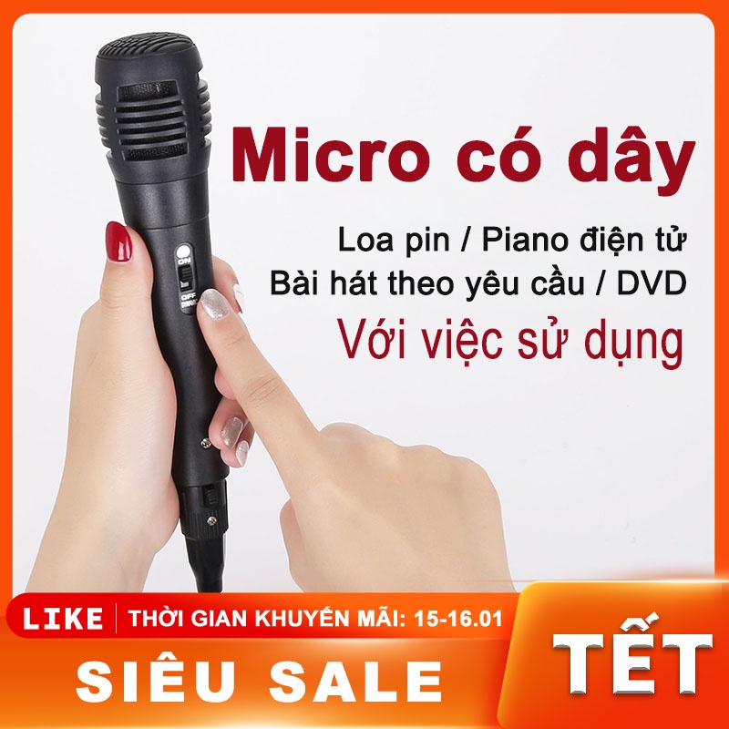 Micro đa năng / Micro Karaoke cho loa kéo Daile / Aige / Zansong V12 (đen) [HT10003]